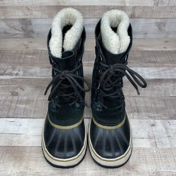 Sorel Waterproof Leather Blue Snowflake Size 8 - Picture 2 of 10